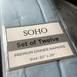 Set of 12 SOHO napkins 100% cotton NEW blue